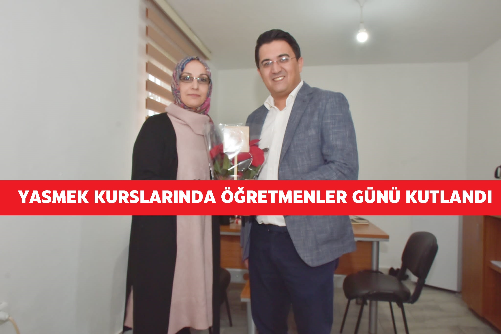 ÖĞRETMENLERE ÇİÇEK TAKDİM EDİLDİ