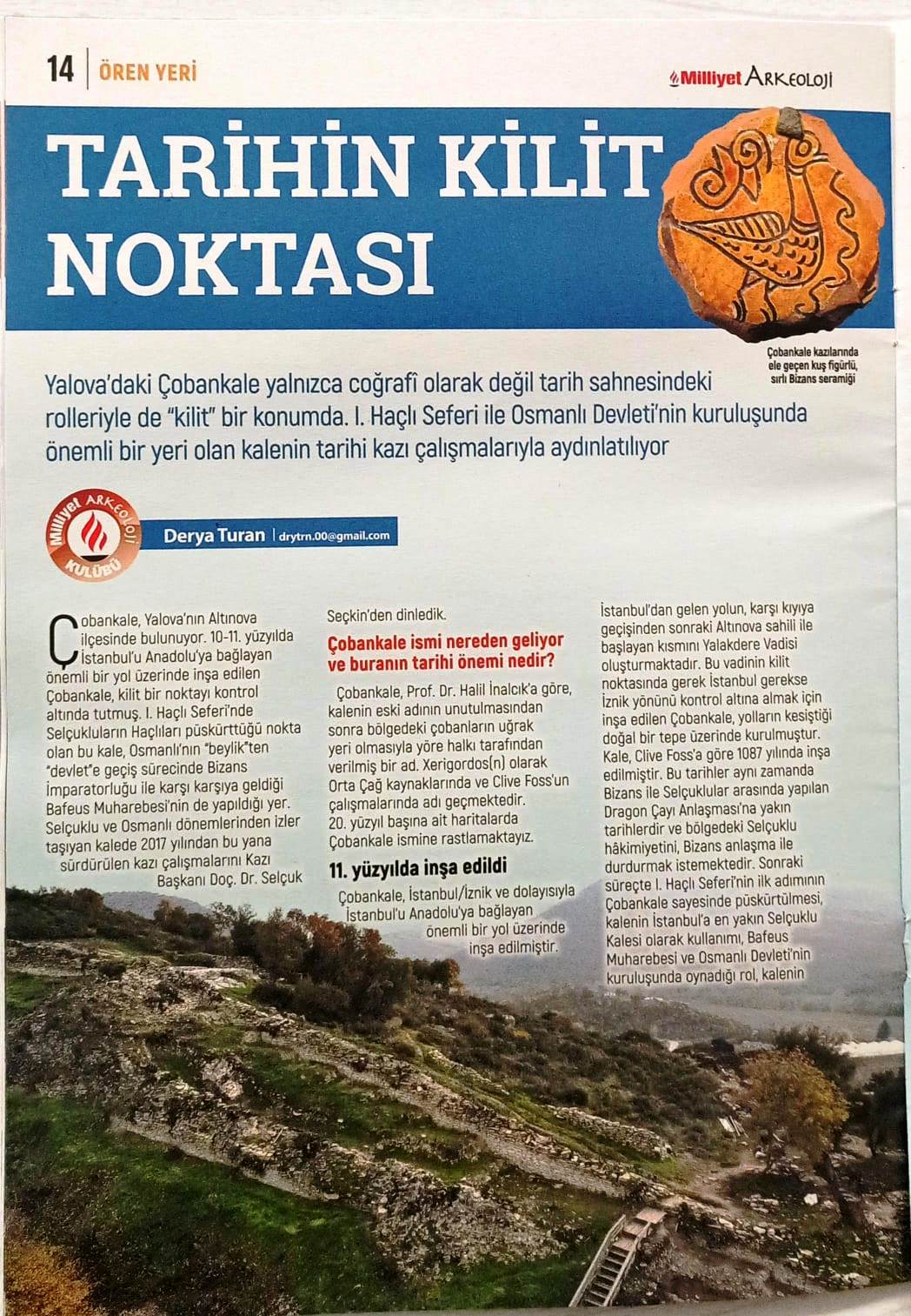 ÇOBANKALE, MİLLİYET ARKEOLOJİ DERGİSİNDE