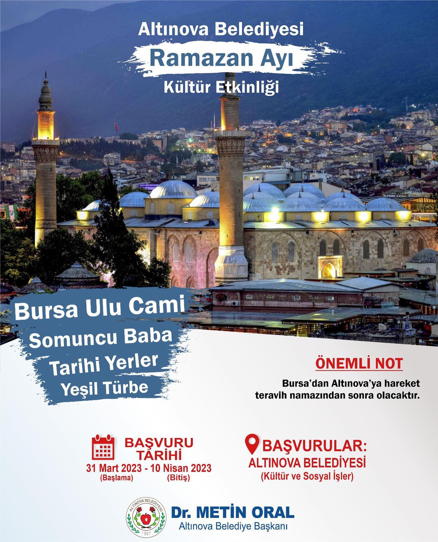 ALTINOVA BELEDİYESİ’NDEN RAMAZAN’DA BURSA GEZİSİ