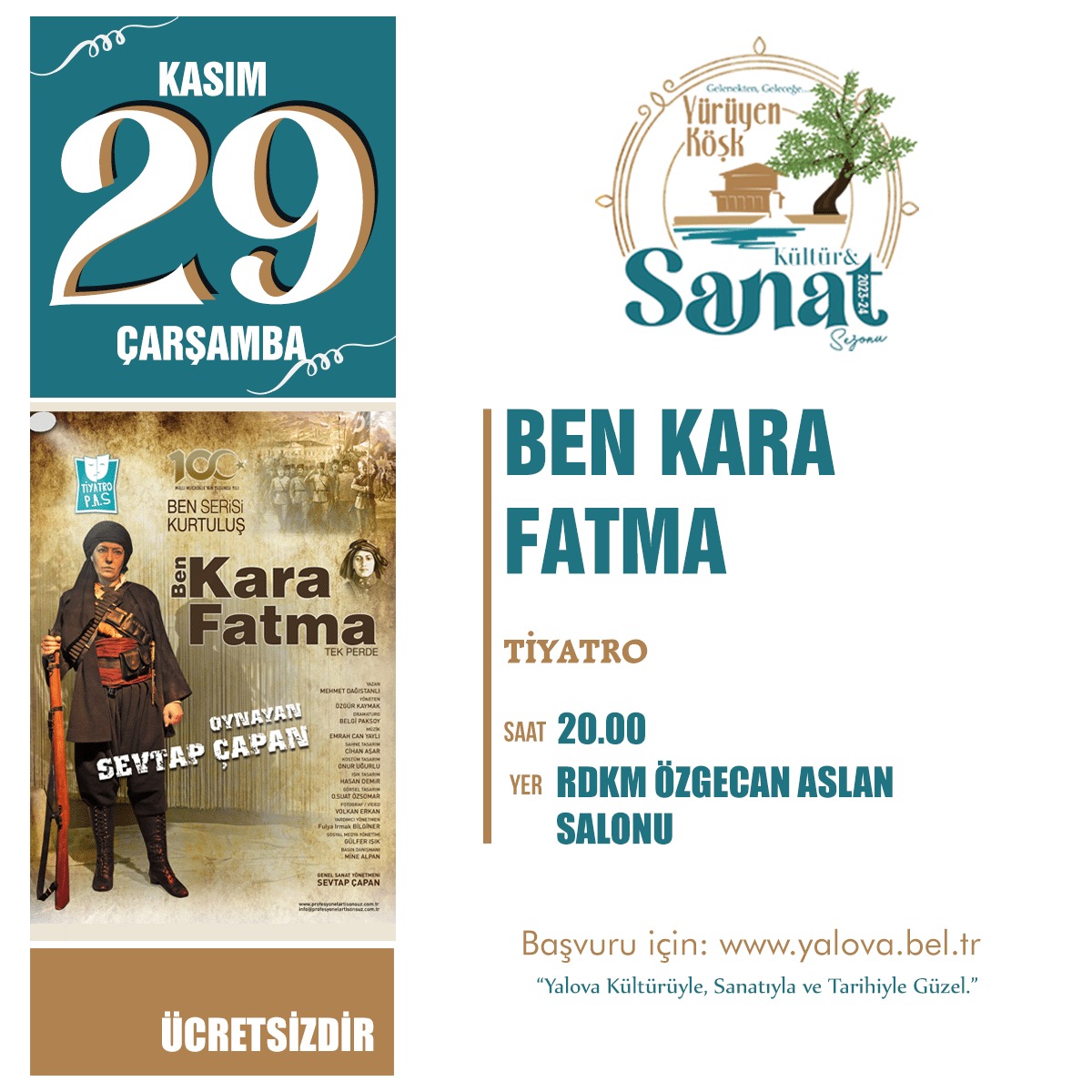‘ben kara fatma isimli’ tiyatro oyunu yalovalılar için sahnelecek