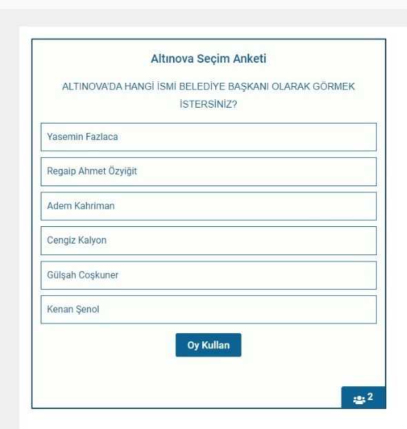 ANKETİMİZ YAYINDA.. ALTINOVA’DA HANGİ İSMİ BELEDİYE BAŞKANI OLARAK GÖRMEK İSTERSİNİZ?