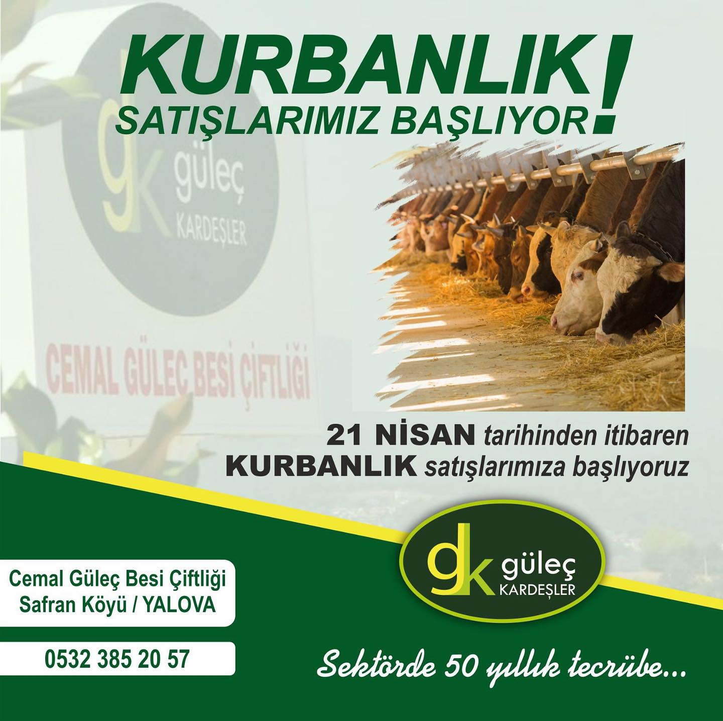 GÜLEÇ KARDEŞLER, KURBANLIK SATIŞLARINA 21 NİSAN’DA BAŞLIYOR