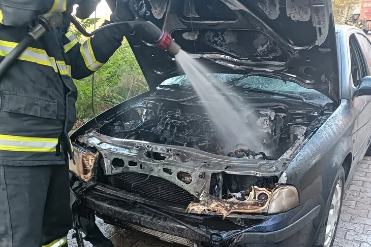 SUBAŞINDA BİR ARAÇ ALEVLERE TESLİM OLDU