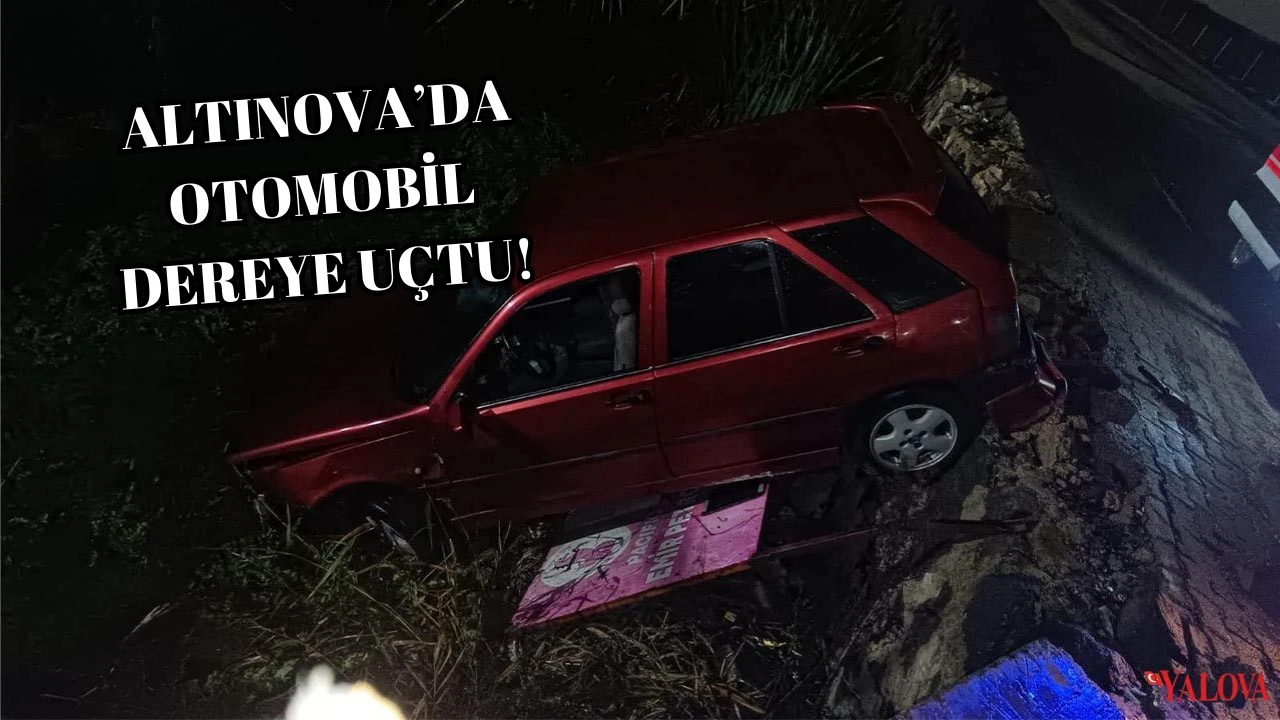 OTOMOBİL DEREYE UÇTU, FACİA UCUZ ATLATILDI