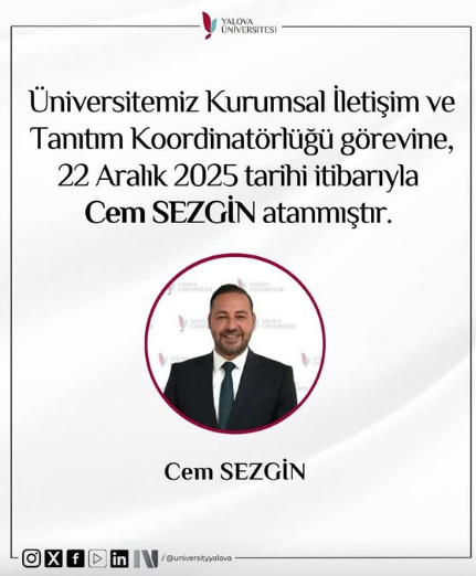 SEZGİN, KURUMSAL İLETİŞİM VE TANITIM KOORDİNATÖRLÜĞÜ’NE ATANDI