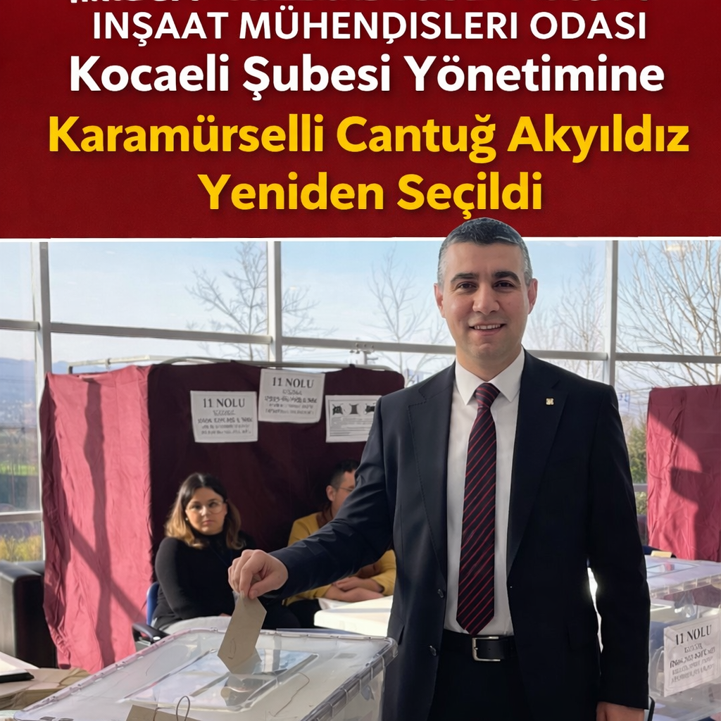 İNŞAAT MÜHENDİSLERİ ODASI KOCAELİ ŞUBESİ YÖNETİMİNE KARAMÜRSELLİ AKYILDIZ YENİDEN SEÇİLDİ