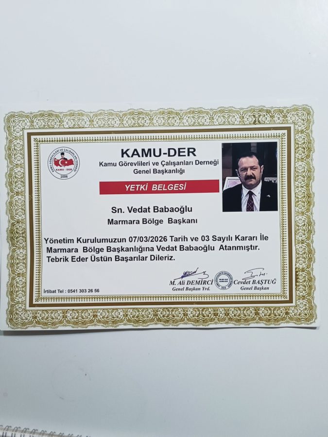 BABAOĞLU, KAMU-DER MARMARA BÖLGE BAŞKANLIĞI GÖREVİNE ATANDI