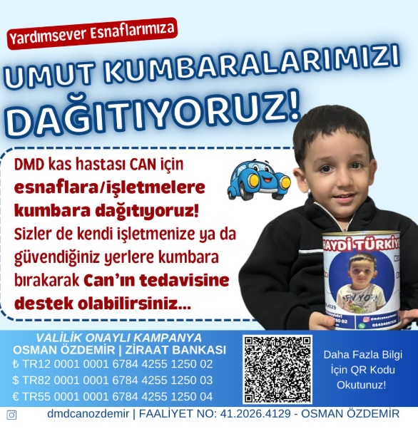 KARAMÜRSEL’DE 3,5 YAŞINDAKİ CAN’IN YAŞAM MÜCADELESİ: DMD HASTALIĞI İÇİN DESTEK ÇAĞRISI