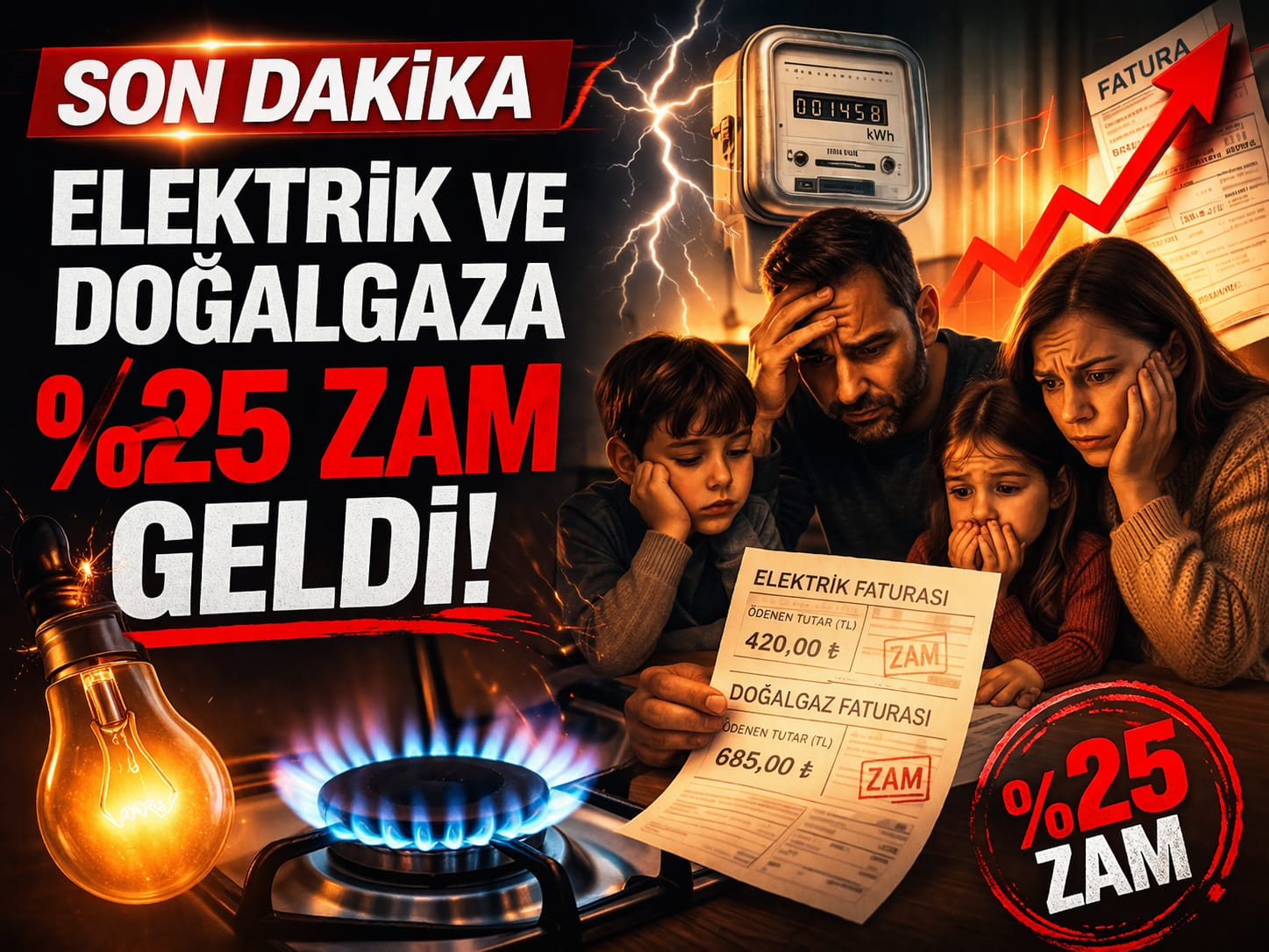 Elektrik ve Doğalgaza Büyük Zam: Mesken Aboneleri İçin %25 Artış