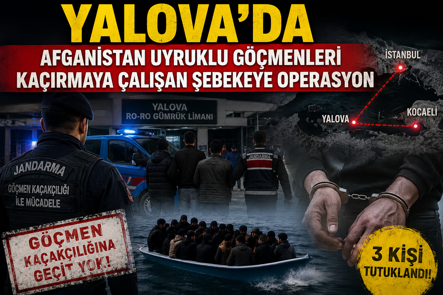 YALOVA MERKEZLİ GÖÇMEN KAÇAKÇILIĞI OPERASYONU: 3 ORGANİZATÖR TUTUKLANDI