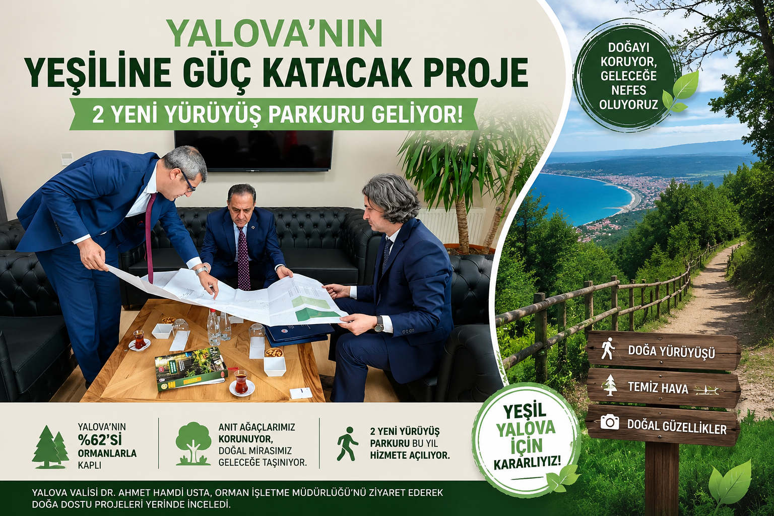 YALOVA’NIN YEŞİLİNE GÜÇ KATACAK PROJE: 2 YENİ YÜRÜYÜŞ PARKURU GELİYOR