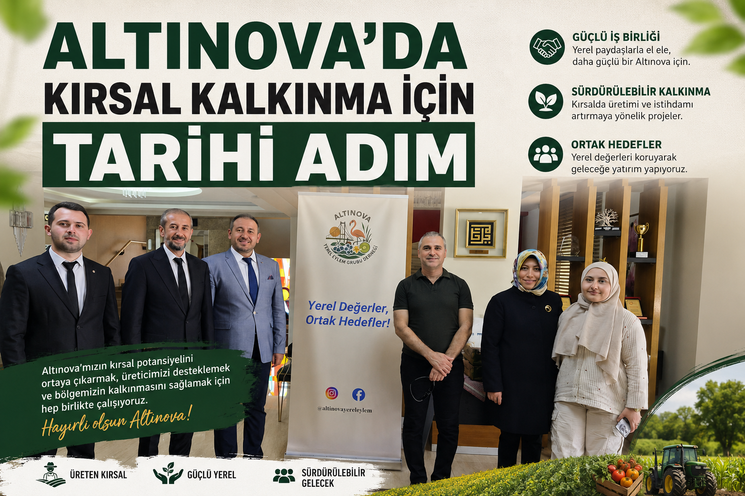 ALTINOVA YEREL EYLEM GRUBU DERNEĞİ RESMEN TANITILDI.. DERNEK BAŞKANI ÇİFTÇİ:“BU ALTINOVA’NIN ORTAK BAŞARISIDIR”