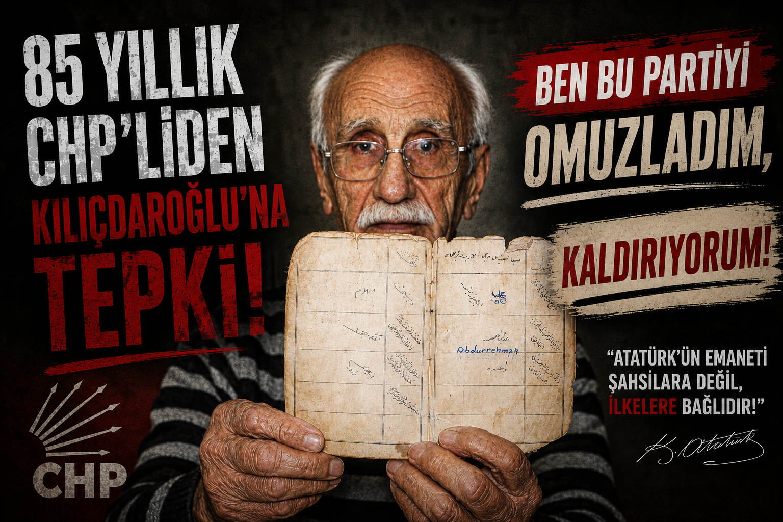 103 YAŞINDAKİ CHP ÜYESİ GEZER’DEN KILIÇDAROĞLU’NA SERT TEPKİ:“KOLTUKLA İKTİDAR OLUNMUYOR”