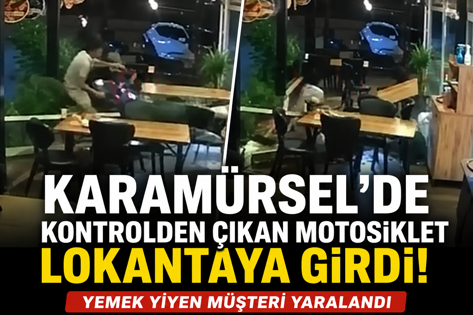 KARAMÜRSEL’DE KONTROLDEN ÇIKAN MOTOSİKLET LOKANTAYA GİRDİ!