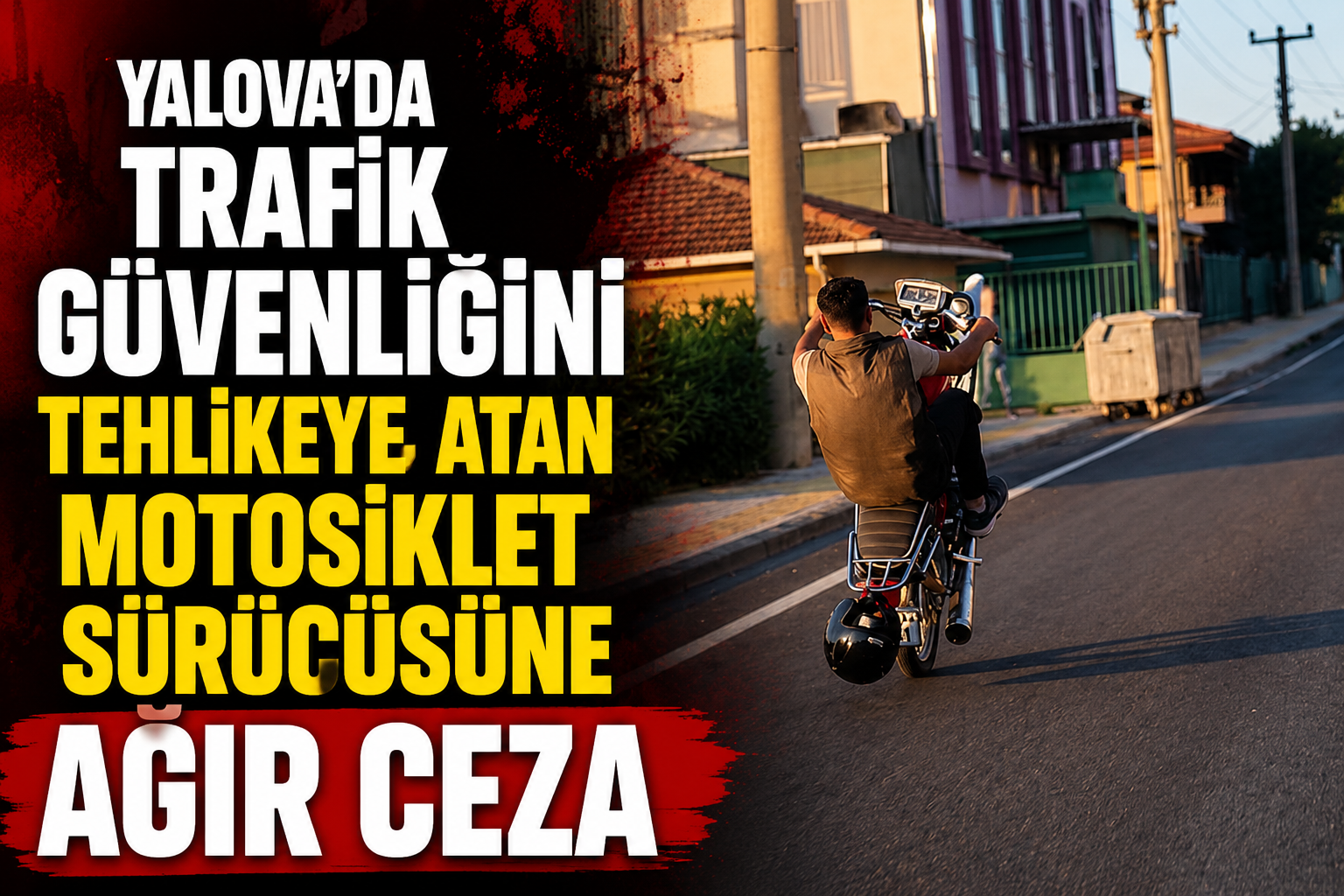 ÇİFTLİKKÖY’DE TRAFİĞİ HİÇE SAYDI.. TEK TEKER ŞOVU PAHALIYA PATLADI!