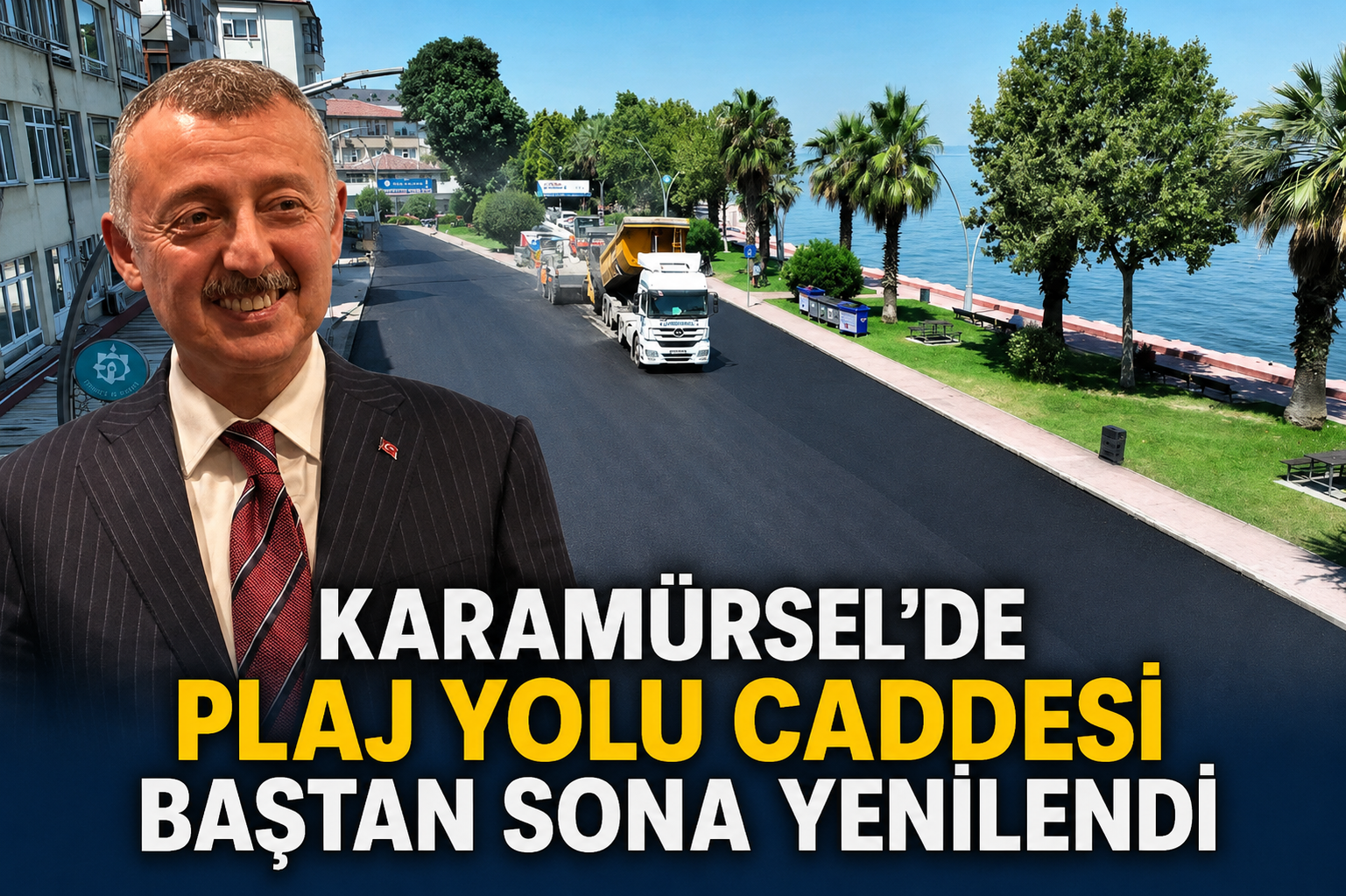 KARAMÜRSEL SAHİL YOLUNDA BÜYÜK DEĞİŞİM! 1,2 KİLOMETRELİK PLAJ YOLU CADDESİ YENİLENDİ