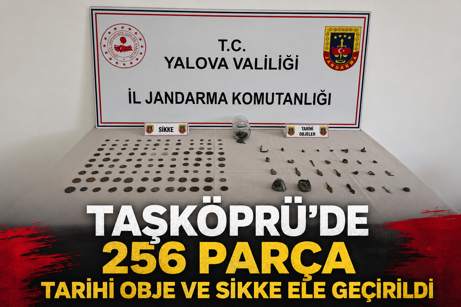 TAŞKÖPRÜ’DE TARİHİ ESER OPERASYONU! 256 PARÇA TARİHİ OBJE VE SİKKE ELE GEÇİRİLDİ
