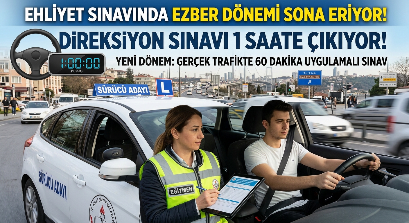 EHLİYET SINAVINDA EZBER DÖNEMİ SONA ERİYOR! DİREKSİYON SINAVI 1 SAATE ÇIKIYOR!